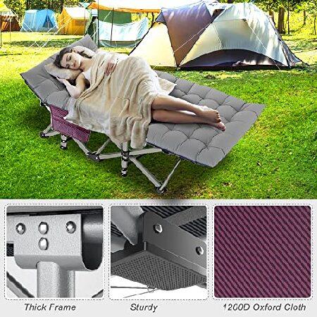 ABORON Folding Camping Cot W/Mat for Adults， Heavy Duty Outdoor