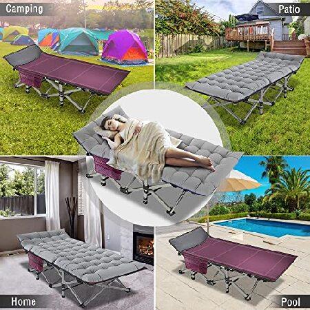 ABORON Folding Camping Cot W/Mat for Adults， Heavy Duty Outdoor