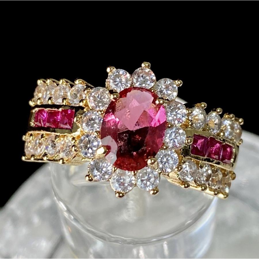 人気デザイン ルビー クラシカル フラワーデザイン リング レディース