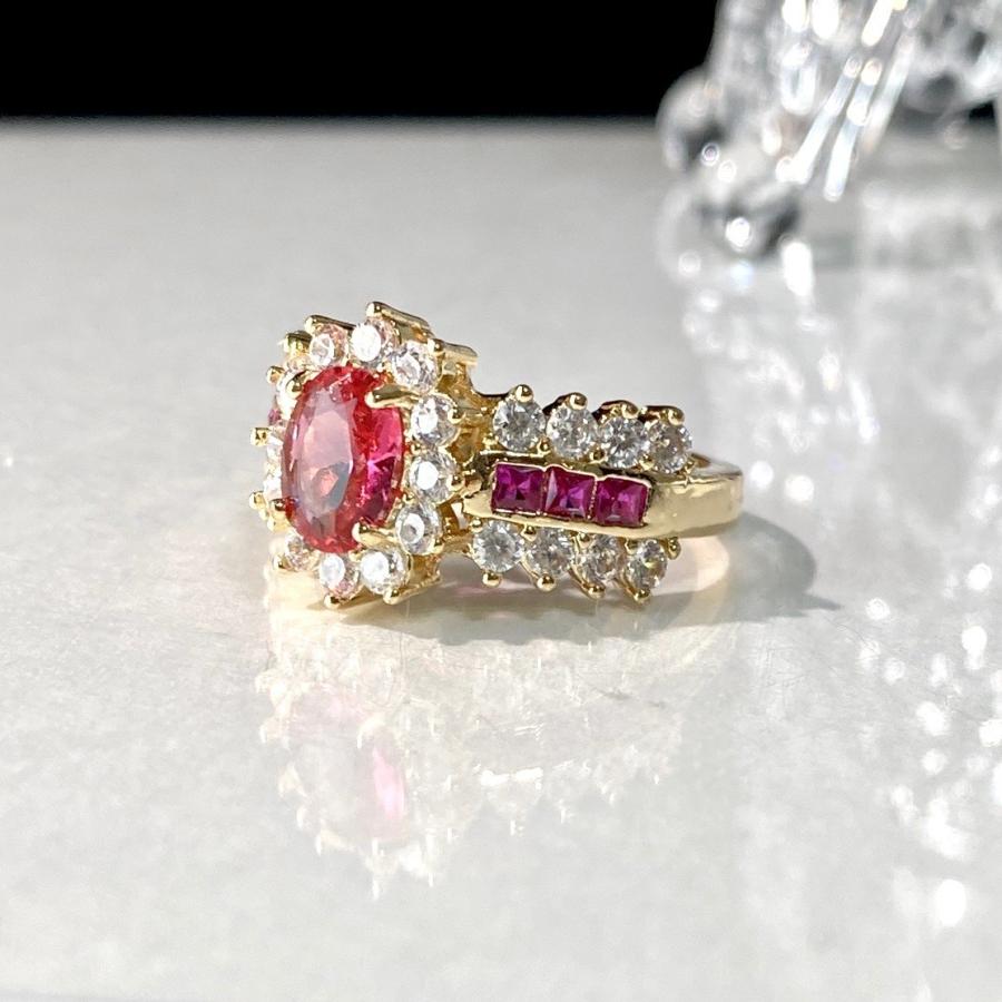 人気デザイン ルビー クラシカル フラワーデザイン リング レディース