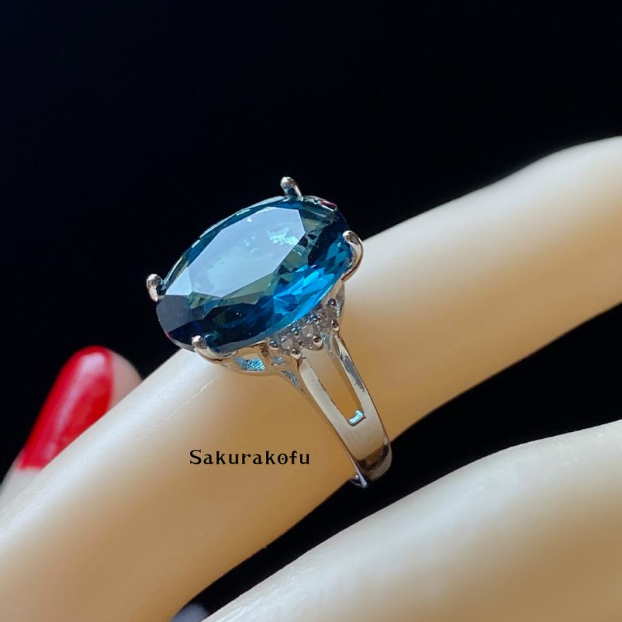 ブルートパーズ キュービックジルコニア シルバー925 　11号 レディース リング 指輪 ロンドンブルートパーズ キュービック