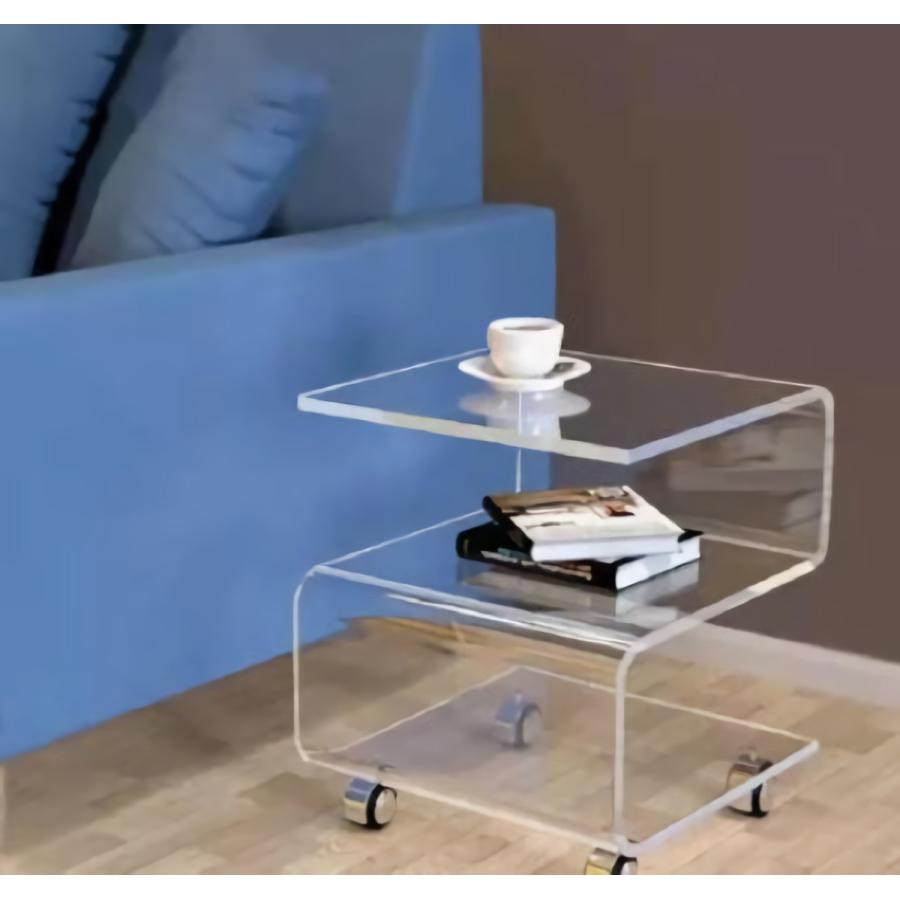 最安値割引のサイドテーブル ナイトテーブル おしゃれ ミニテーブル おしゃれ 北欧風 カフェテーブル 家具 インテリア ミニテーブル キャスター付きアクリルデザインテーブル クリア 透 Vivi 006 Import Shop Cherry 直売割引品