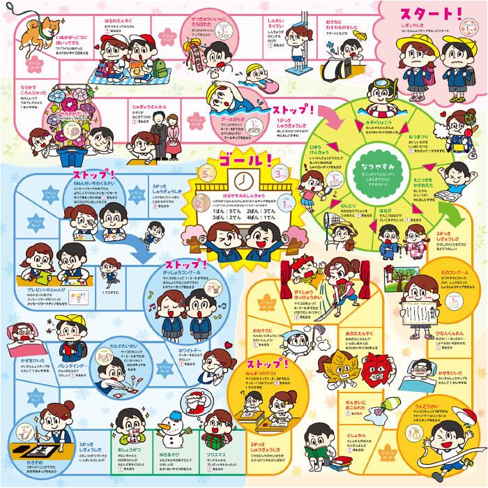 おもちゃ博物館　双六　すごろく　絵すごろく　ジャンクジャーナル　紙もの わくわく小学校すごろく 景品 粗品 双六 スゴロク カードゲーム ボード