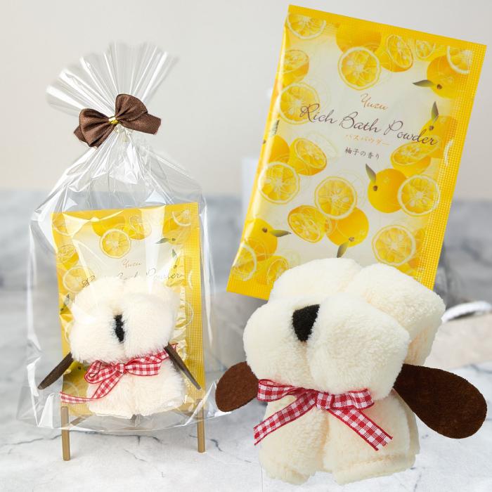 プチギフトいい湯だワン 粗品 プチギフト 入浴剤 ハンドタオル ギフト