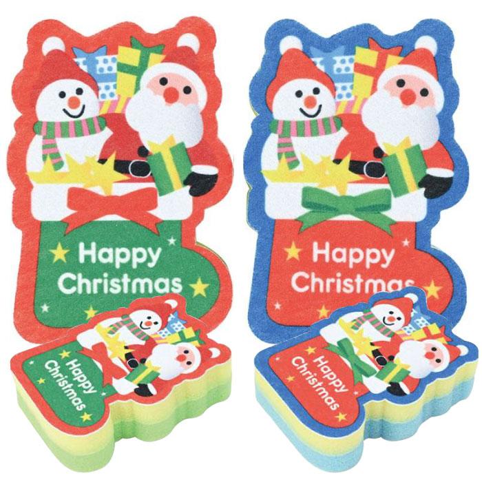 クリスマス　ダイカットキッチンスポンジ　　メリークリスマス サンタ 景品 粗品 子供会 イベント スノーマン プレゼント ノベルティー プチギフト こども｜sakuranboya｜02