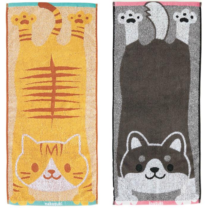 のび豆柴・のびちゃとら フェイスタオル セット販売 いぬ ねこ