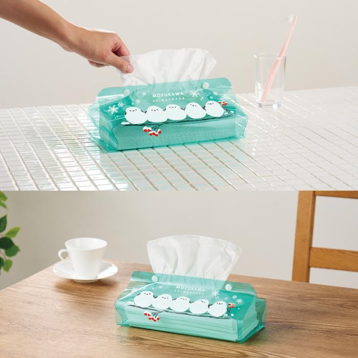 送料無料 もふかわシマエナガ クリアティッシュケース 72個セット