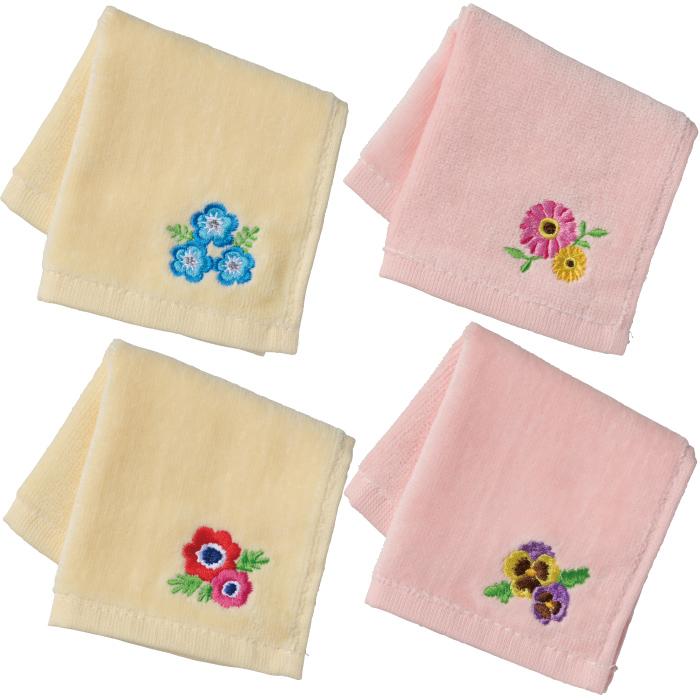 送料無料 ありがとうの気持ちです 刺繍タオル 120個セット 刺繍 花柄
