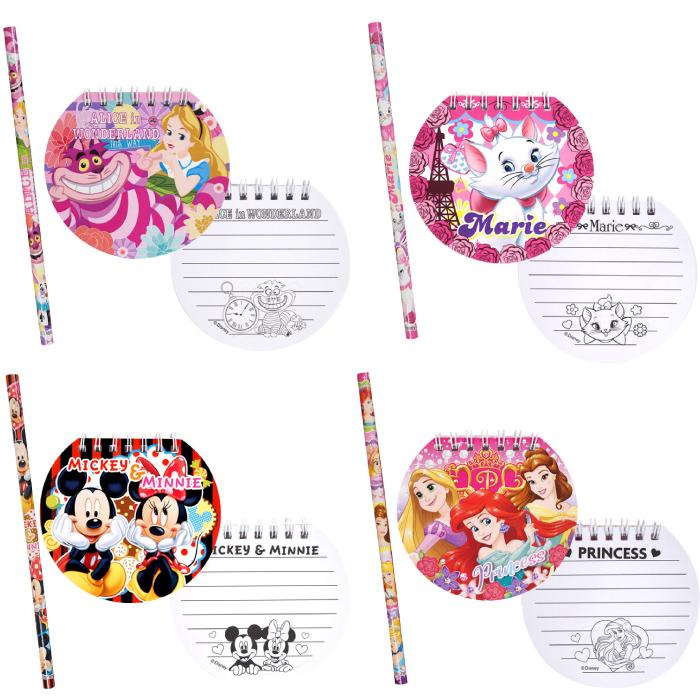 Disney ディズニー丸型ノート&鉛筆セット 文房具 鉛筆 ノート Disney ディズニー丸型ノート&鉛筆セット 文房具 鉛筆 ノート