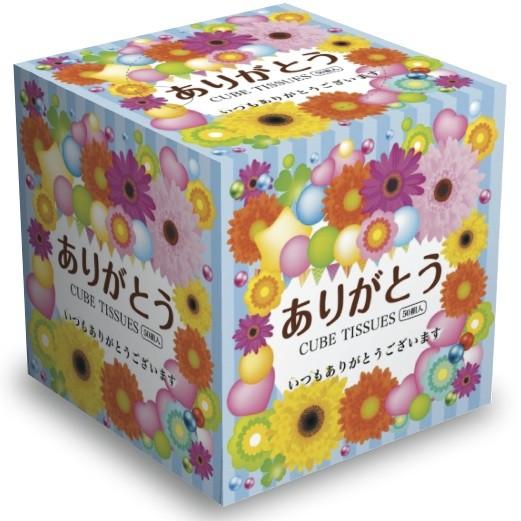 ありがとう CUBE ティッシュBOX 100箱セット 景品 粗品 販促品 記念品
