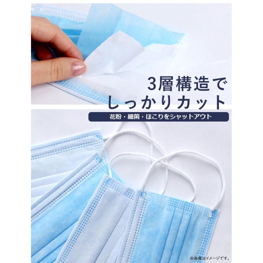 マスク  50枚 在庫あり 即納 国内発送 使い捨てマスク 立体設計 3段プリーツ加工 不織布 3層構造 高密度フィルター 送料無料  masuku005/ブルー｜sakuranokoi｜02