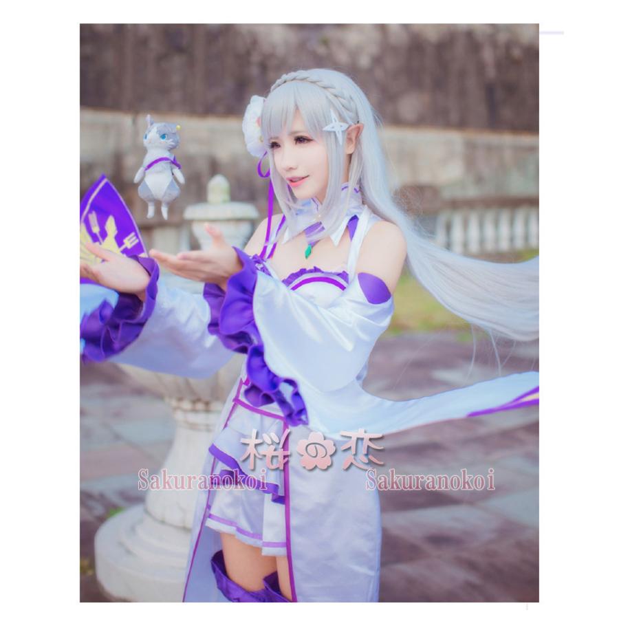 Re ゼロから始める異世界生活 エミリア 風コスプレ衣装 演出服 制服 靴 ウィッグも選択可 Mlr1001 Uw110 桜の恋 通販 Yahoo ショッピング