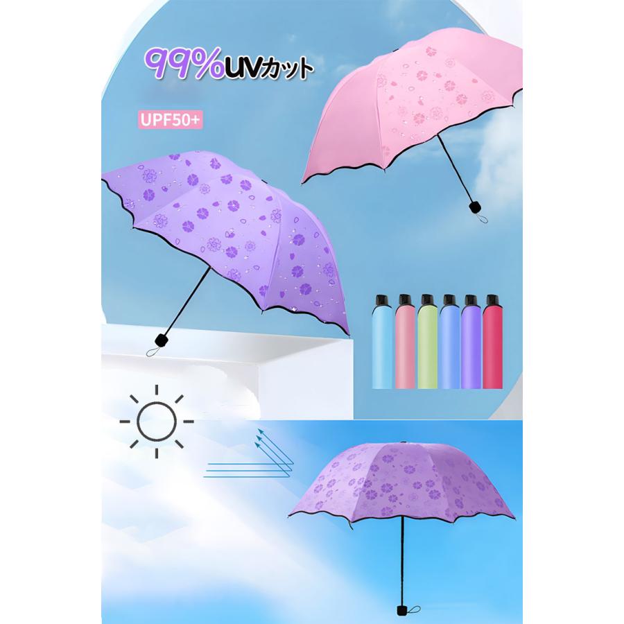 晴雨兼用 折り畳み傘 UVカット 濡れると花びらが浮き出る傘 晴雨兼用 折り畳み傘 UVカット 濡れると花びらが浮き出る傘