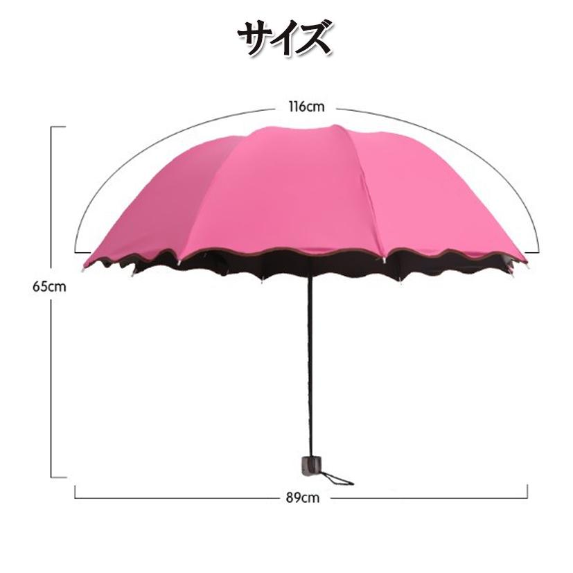 晴雨兼用 折り畳み傘 UVカット 濡れると花びらが浮き出る傘 晴雨兼用 折り畳み傘 UVカット 濡れると花びらが浮き出る傘