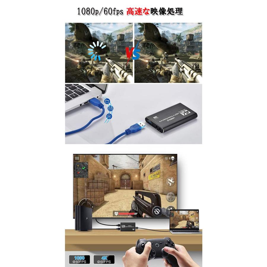 HDMI キャプチャーボード 4K 60Hz パススルー対応 ビデオキャプチャ