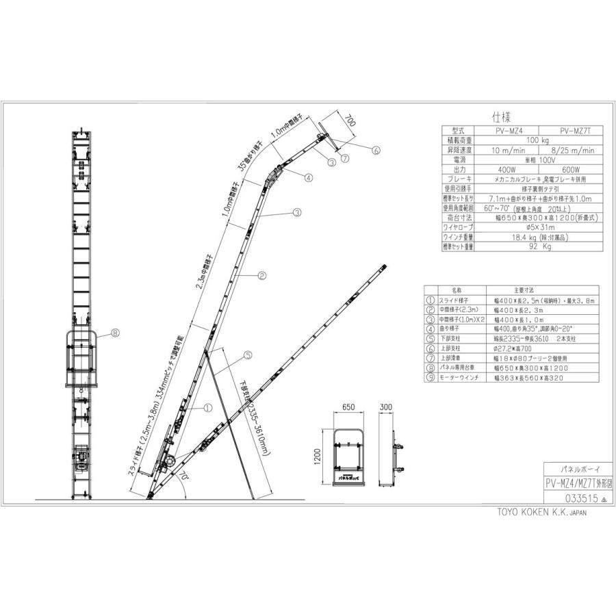 トーヨーコーケン 　PV-MZ4  ソーラーパネル施工用リフト パネルボーイ　（フルセット）｜sakuraonlinestore｜07
