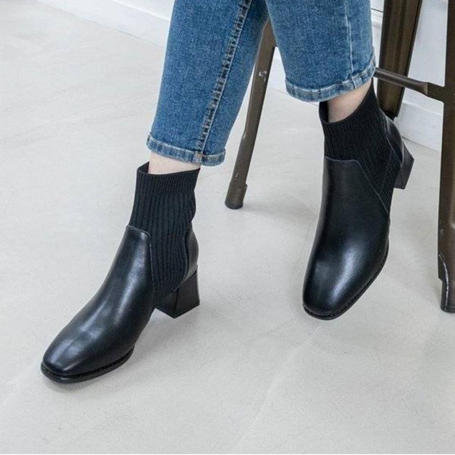 ブーツ ニットブーツ ショートブーツ レディース 本革 軽量 歩きやすい