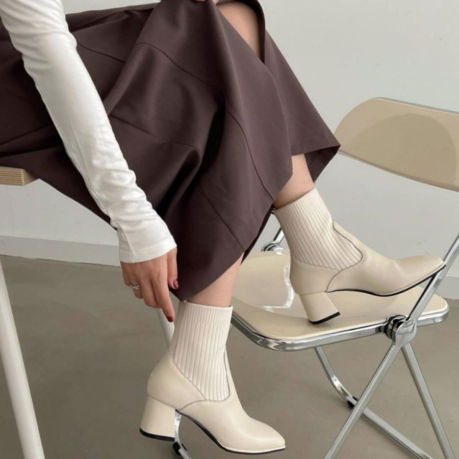 ニットブーツ ブーツ ショートブーツ レディース 本革 軽量 歩きやすい