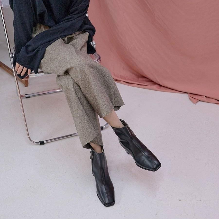 ブーツ レディース ショートブーツ 本革 黒ブーツ サイドジップ 軽量