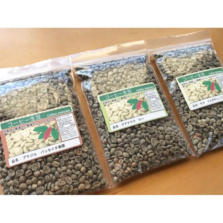 コーヒー生豆200gｘ3種類セット計600g｜sakurasan