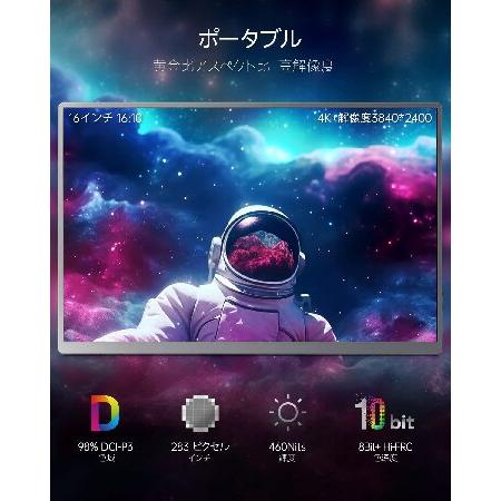 Intehill モバイルモニター 4k 16 インチ 黄金比16:10、3840x2400で 色深度10bit 色空間 DCI-P3 98% ミニPC・ノートPC用ハイエンドポータブルモニター U16NA｜sakurashopec｜02