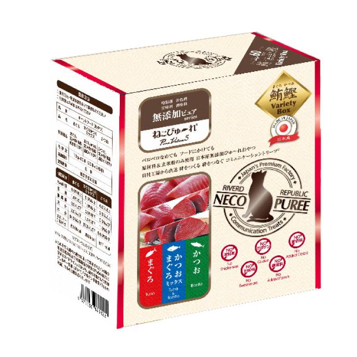 ねこぴゅ〜れ 無添加ピュア PureValue5 バラエティボックス 鮪鰹(まぐろ かつお まぐろかつお) 13g×60本（猫用おやつ）（正規 ...