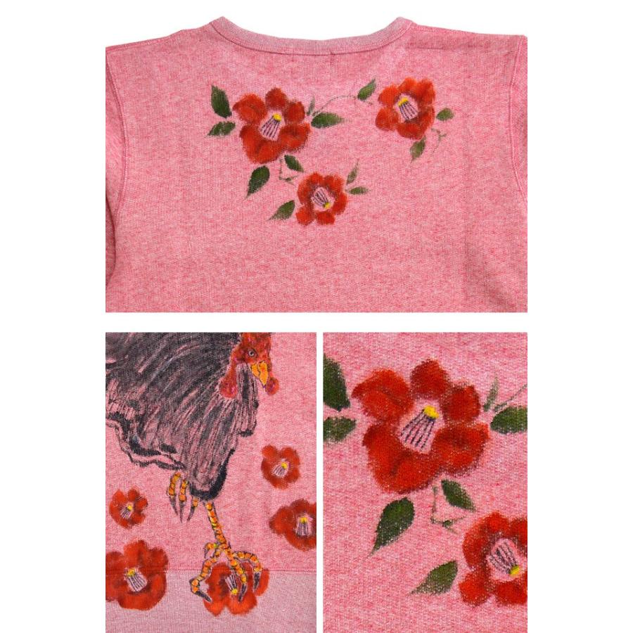 手描きトレーナー 軍鶏椿 碧 あお 送料無料 和柄 和風 しゃも スエット 京都 友禅 手書き 手描きトレーナー 軍鶏椿 碧 あお 送料無料 和柄 和風 しゃも スエット