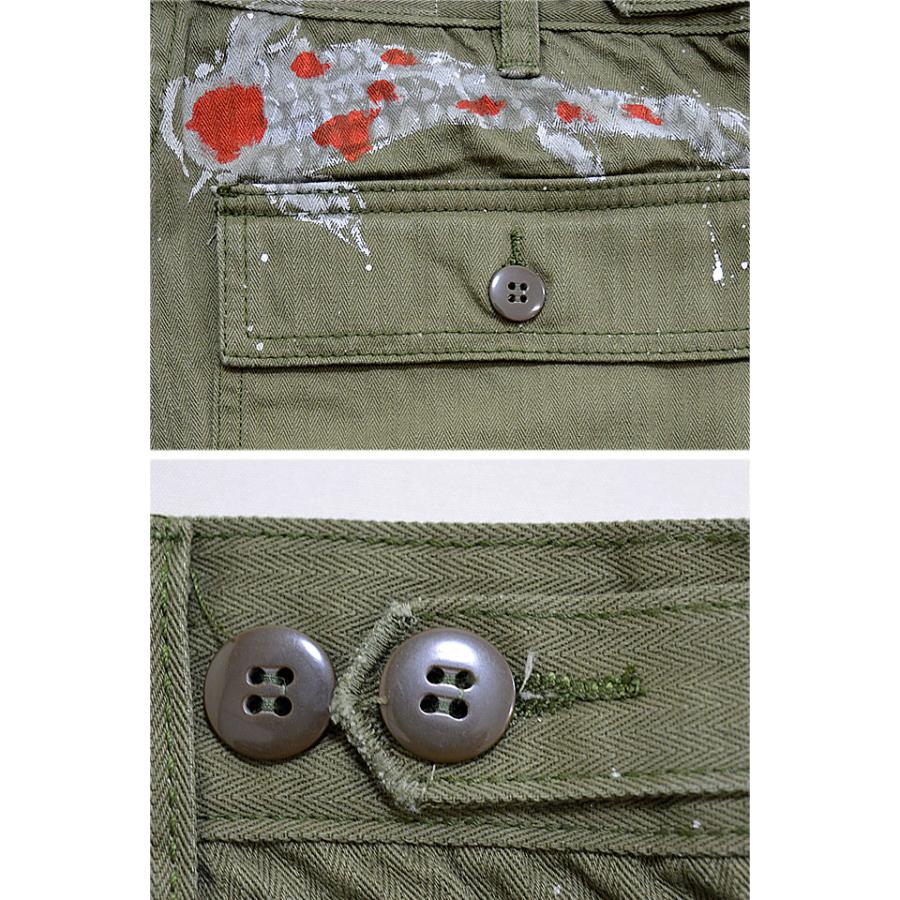 泳ぐ鯉 手描きファティーグパンツ 碧 あお コイ カーゴパンツ 手書き 京都 ミリタリー メンズ 泳ぐ鯉 手描きファティーグパンツ 碧 あお コイ カーゴパンツ 手書き