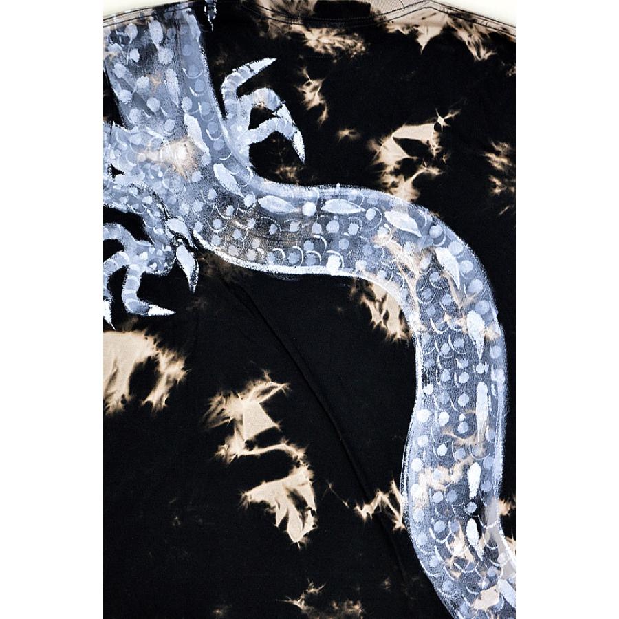 メガ龍ロングTシャツ 碧 和柄 和風 あお 京都 手描き 手書き 竜 長袖