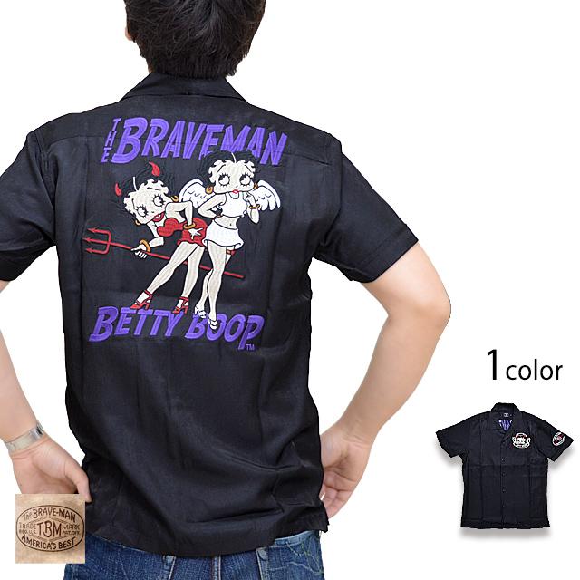 BR×BETTY レーヨン半袖シャツ The BRAVE-MAN BBB-2220 ブレイブマン ベティーちゃん 刺繍 BR×BETTY レーヨン半袖シャツ The BRAVE-MAN BBB-2220 ブレイブマン