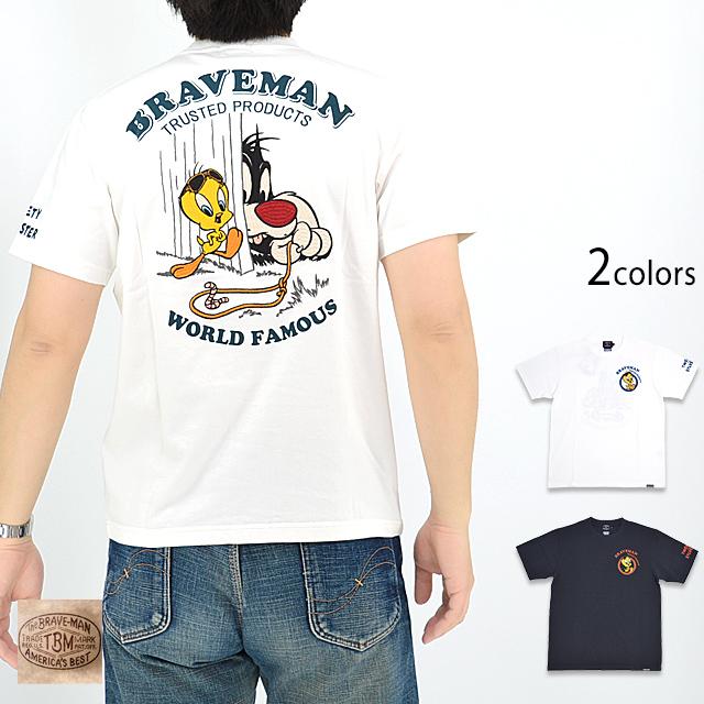 BR×LOONEYコラボ 天竺半袖Tシャツ The BRAVE-MAN LTB-2308 ブレイブマン 刺繍 バイカー BR×LOONEYコラボ 天竺半袖Tシャツ The BRAVE-MAN LTB-2308 ブレイブ