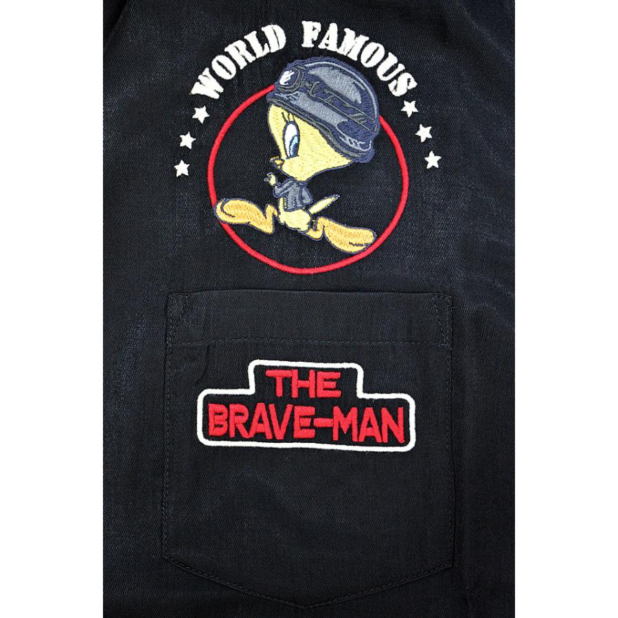 BR×LOONEYコラボ レーヨン半袖シャツ The BRAVE-MAN LTB-2310 ブレイブマン 刺繍 バイカー BR×LOONEYコラボ レーヨン半袖シャツ The BRAVE-MAN LTB-2310 ブレイブ