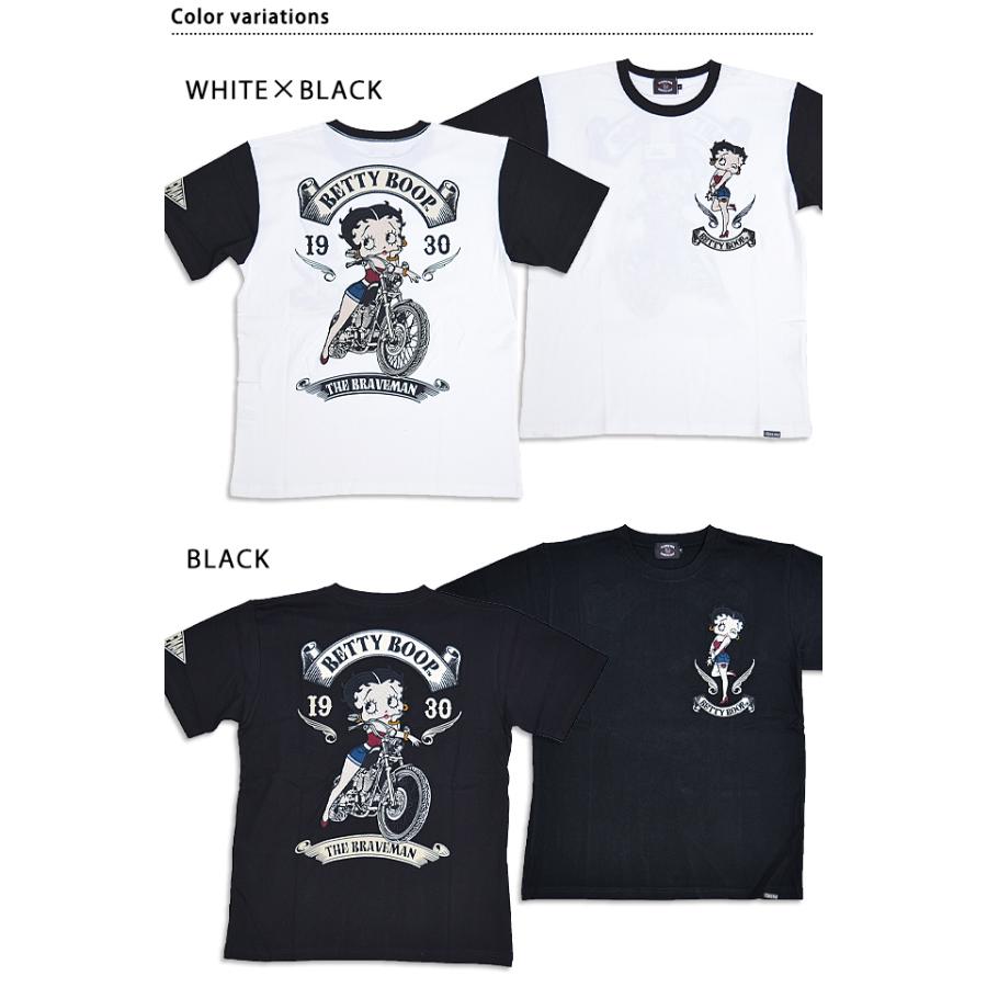 BR×BETTYコラボ 天竺半袖Tシャツ The BRAVE-MAN BBB-2338 ブレイブマン ベティーちゃん 刺繍 バイカー BR×BETTYコラボ 天竺半袖Tシャツ The BRAVE-MAN BBB-2338 ブレイブマン