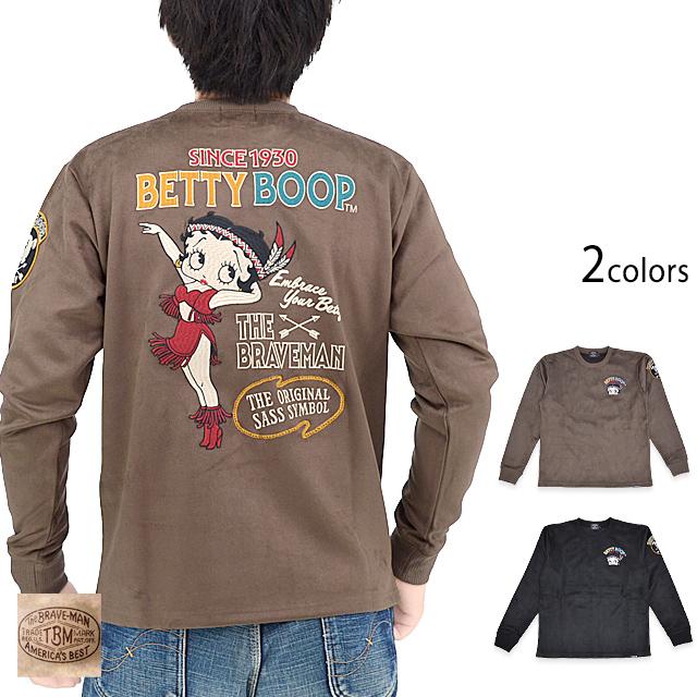 BR×BETTYコラボ 起毛プレーティング天竺長袖Tシャツ The BRAVE-MAN BBB-2346 ブレイブマン ベティーちゃん 刺繍 BR×BETTYコラボ 起毛プレーティング天竺長袖Tシャツ The BRAVE-MAN BBB