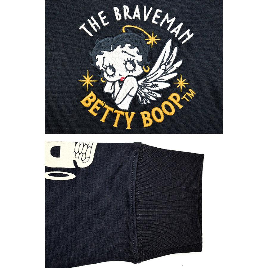 BR×BETTYコラボ 天竺ロングTシャツ The BRAVE-MAN BBB-2342 ブレイブマン ベティーちゃん 刺繍 長袖 バイカー BR×BETTYコラボ 天竺ロングTシャツ The BRAVE-MAN BBB-2342 ブレイブ