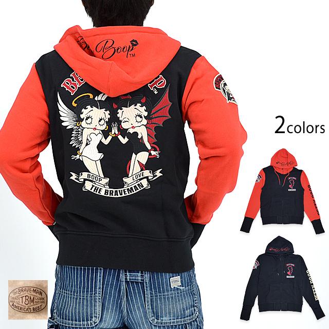 BR×BETTYコラボ 裏毛フルジップパーカー The BRAVE-MAN BBB-2352 ブレイブマン ベティーちゃん 刺繍 スウェット BR×BETTYコラボ 裏毛フルジップパーカー The BRAVE-MAN BBB-2352