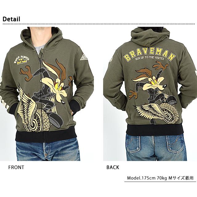 BR×LOONEYコラボ フルジップパーカー The BRAVE-MAN LTB-2317 ブレイブマン ワイリー・コヨーテ 刺繍 スウェット爆買_2