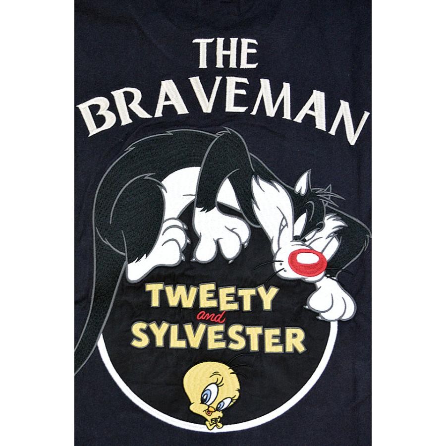 BR×LOONEYコラボ 天竺半袖Tシャツ The BRAVE-MAN LTB-2407 ブレイブマン 刺繍 シルベスター BR×LOONEYコラボ 天竺半袖Tシャツ The BRAVE-MAN LTB-2407 ブレイブ