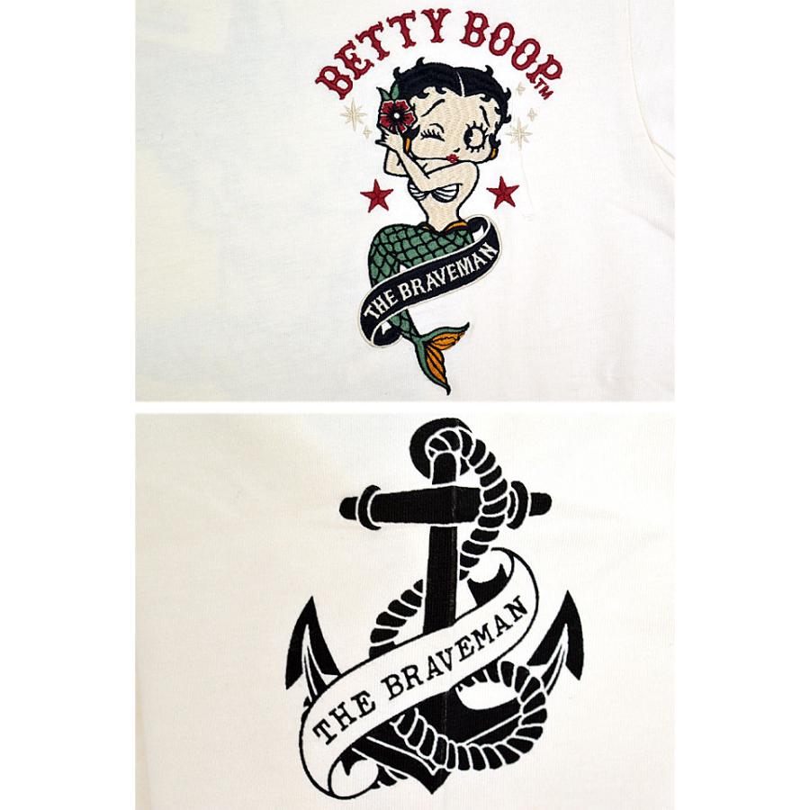 BR×BETTYコラボ 天竺半袖Tシャツ The BRAVE-MAN BBB-2417 ブレイブマン ベティーちゃん 刺繍 BR×BETTYコラボ 天竺半袖Tシャツ The BRAVE-MAN BBB-2417 ブレイブマン