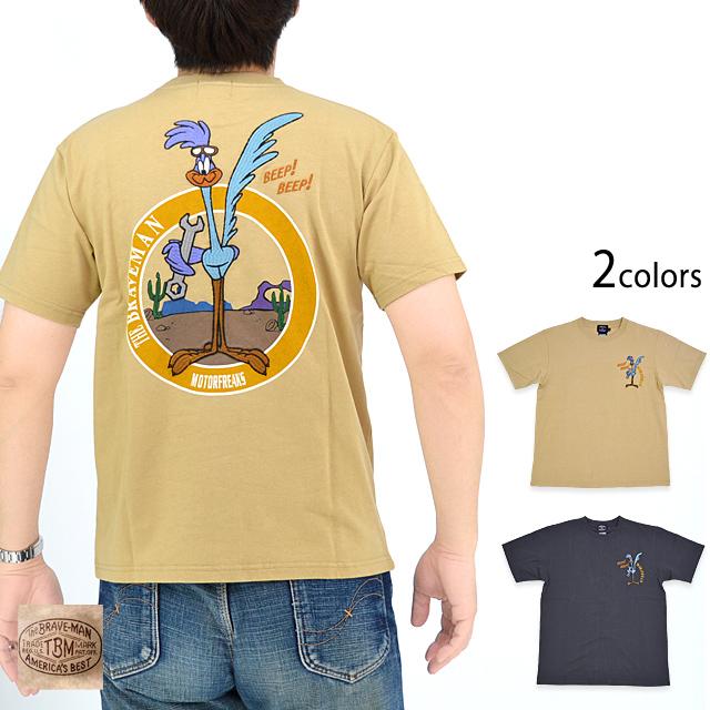 BR×LOONEYコラボ 天竺半袖Tシャツ The BRAVE-MAN LTB-2409 ブレイブマン ロードランナー 刺繍 バイカー BR×LOONEYコラボ 天竺半袖Tシャツ The BRAVE-MAN LTB-2409 ブレイブ
