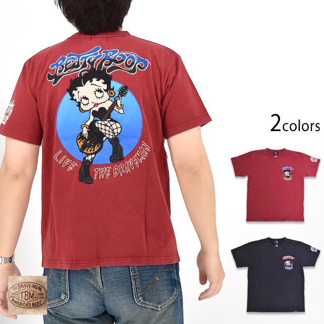 BR×BETTYコラボ フロスト加工半袖Tシャツ The BRAVE-MAN BBB-2515 ブレイブマン ベティーちゃん 刺繍 バイカー BR×BETTYコラボ フロスト加工半袖Tシャツ The BRAVE-MAN BBB-2515