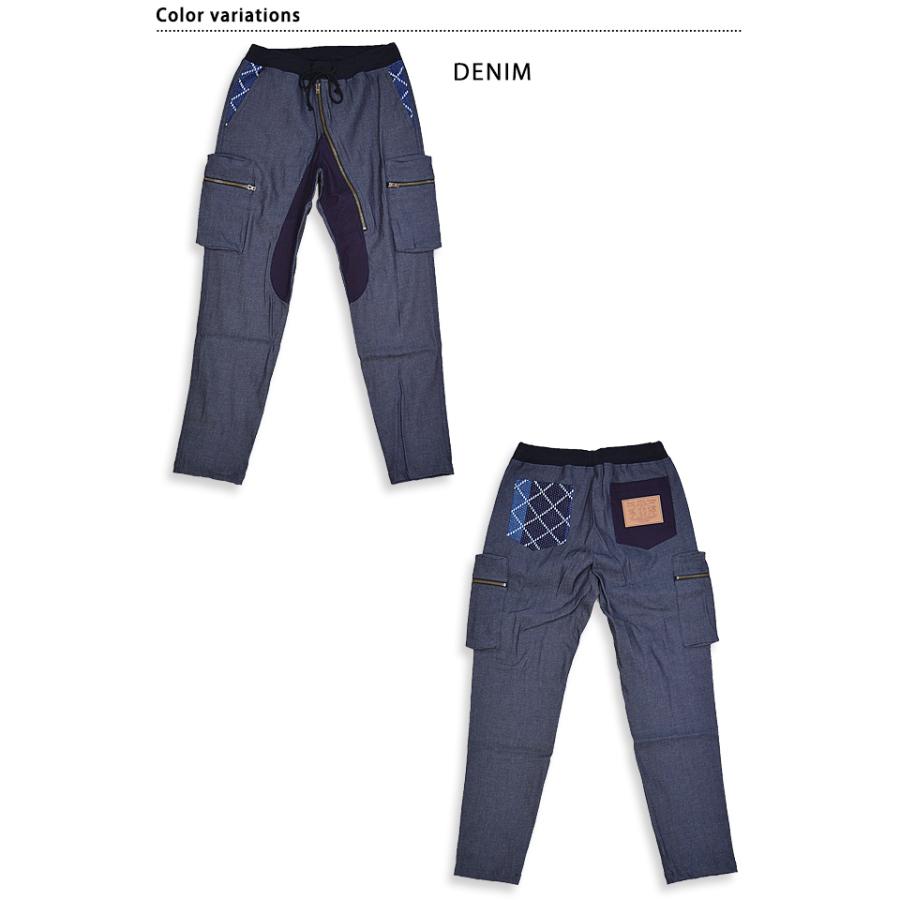 ストレッチデニム斜めジップパンツ CHIGIRI CHS54-130P ちぎり チギリ