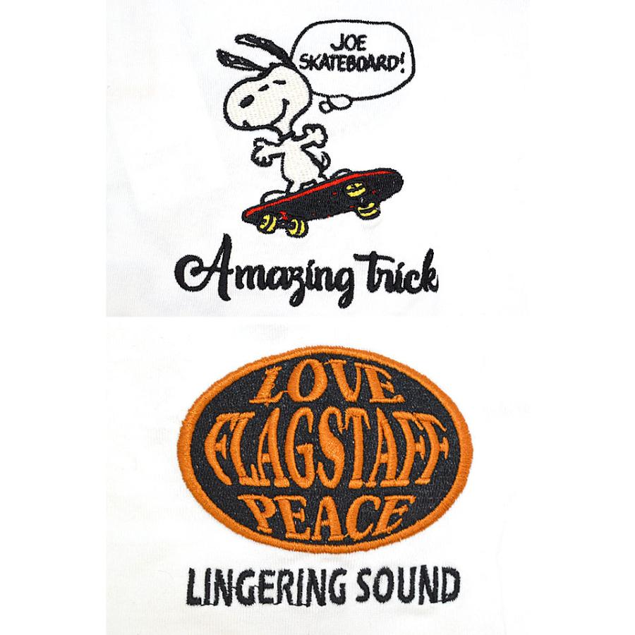 スヌーピー×フラッグスタッフ 半袖Tシャツ Flagstaff 432035 刺繍 ウッドストック ピーナッツ バイカー スヌーピー×フラッグスタッフ 半袖Tシャツ Flagstaff 432035 刺繍