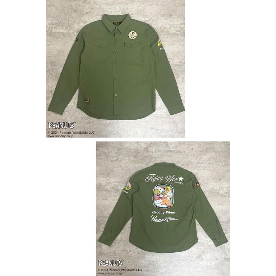 スヌーピー×フラッグスタッフ 刺繍長袖ワークシャツ Flagstaff 451088