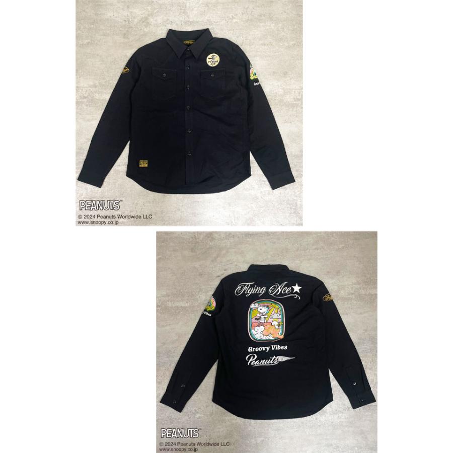 スヌーピー×フラッグスタッフ 刺繍長袖ワークシャツ Flagstaff 451088 フラッグスタッフ ウッドストック ピーナッツ スヌーピー×フラッグスタッフ 刺繍長袖ワークシャツ Flagstaff 451088