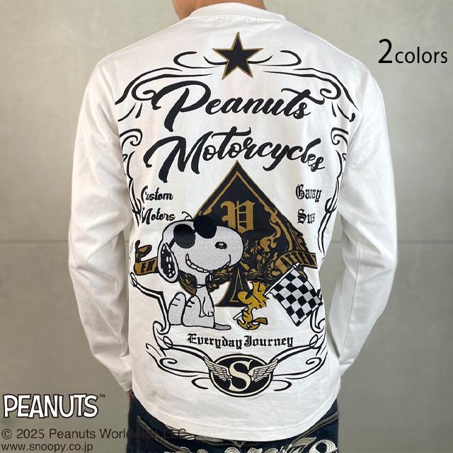 SNOOPYコラボ MOTORCYCLE長袖Tシャツ Flagstaff 453002 フラッグスタッフ スヌーピー 刺繍 ロングTシャツ バイカー SNOOPYコラボ MOTORCYCLE長袖Tシャツ Flagstaff 453002 フラッグ