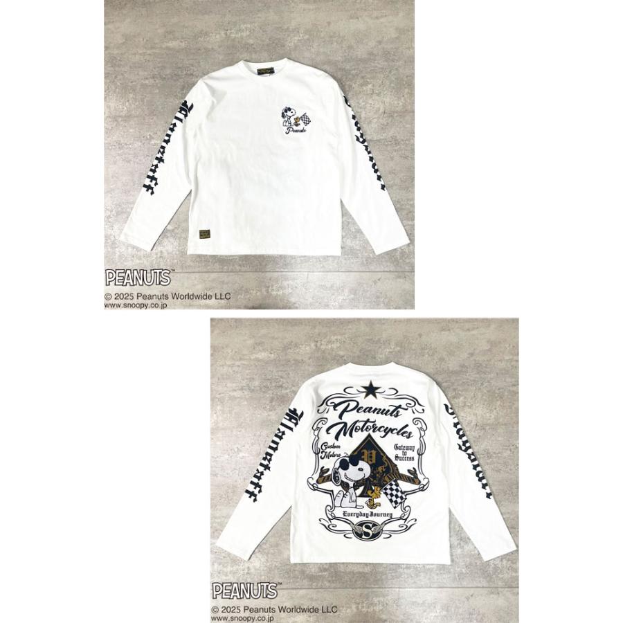 SNOOPYコラボ MOTORCYCLE長袖Tシャツ Flagstaff 453002 フラッグスタッフ スヌーピー 刺繍 ロングTシャツ バイカー SNOOPYコラボ MOTORCYCLE長袖Tシャツ Flagstaff 453002 フラッグ