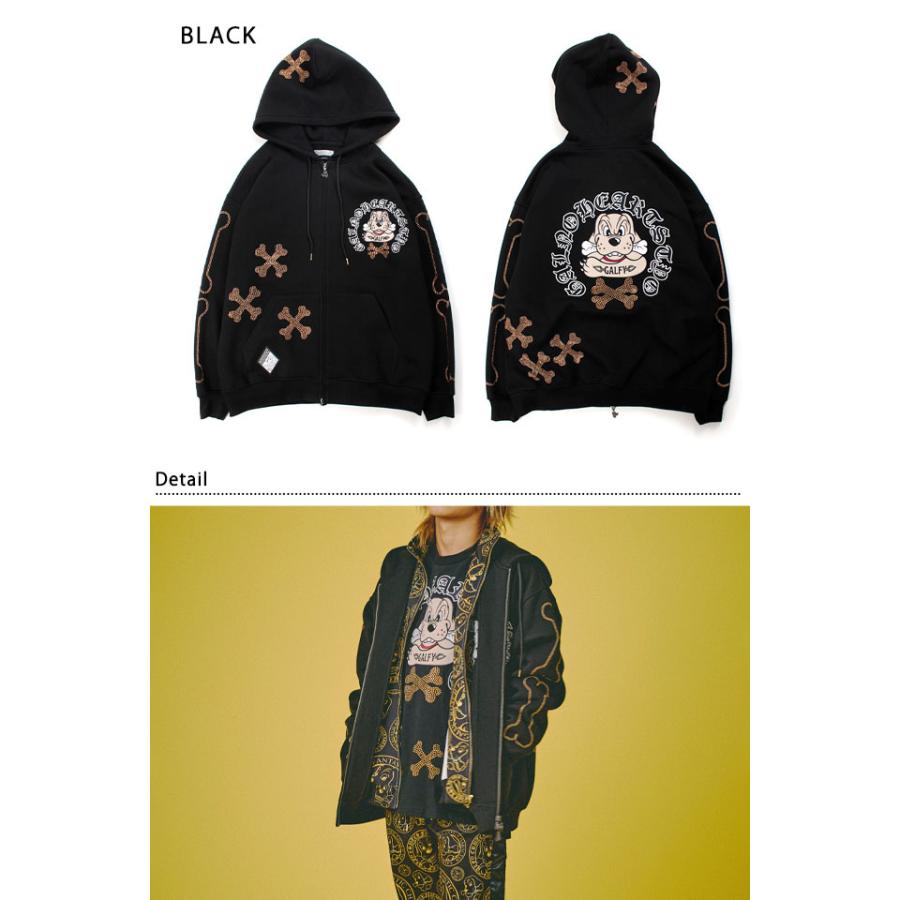 ピカピカ骨骨パーカー GALFY 153077 ガルフィー ゆったりめ オーバー