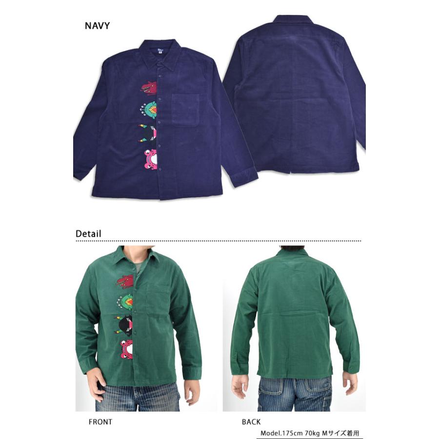 コーデュロイ前立てモンスター刺繍長袖シャツ go slow caravan 350223