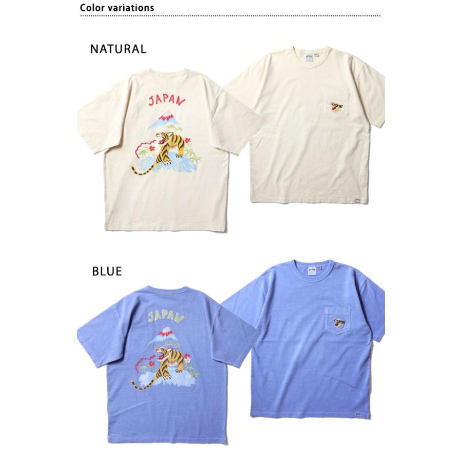 ピグメント染発泡プリント スーベニア半袖Tシャツ「TIGER」 HOUSTON 22299 ヒューストン 虎 タイガー 和柄 |  | 01